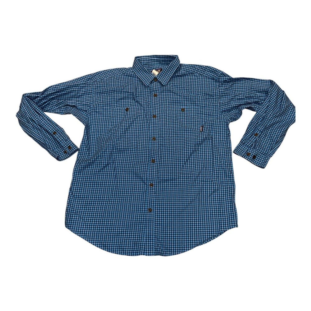 Patagonia Mens Organic Cotton Gingham Check Button Down Shirt Blue Large L